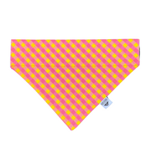 Load image into Gallery viewer, Pink Lemonade Gingham Over-the-Collar Bandana