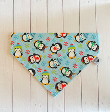 Load image into Gallery viewer, Playful & Festive Penguins Over-the-Collar Bandana