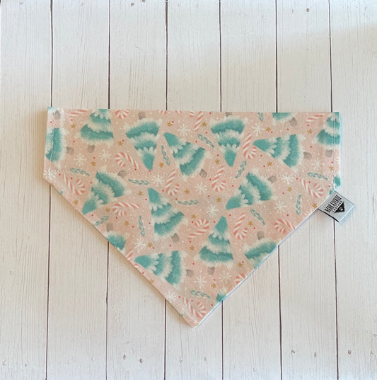 Pink & Frosty Christmas Forest Over-the-Collar Bandana