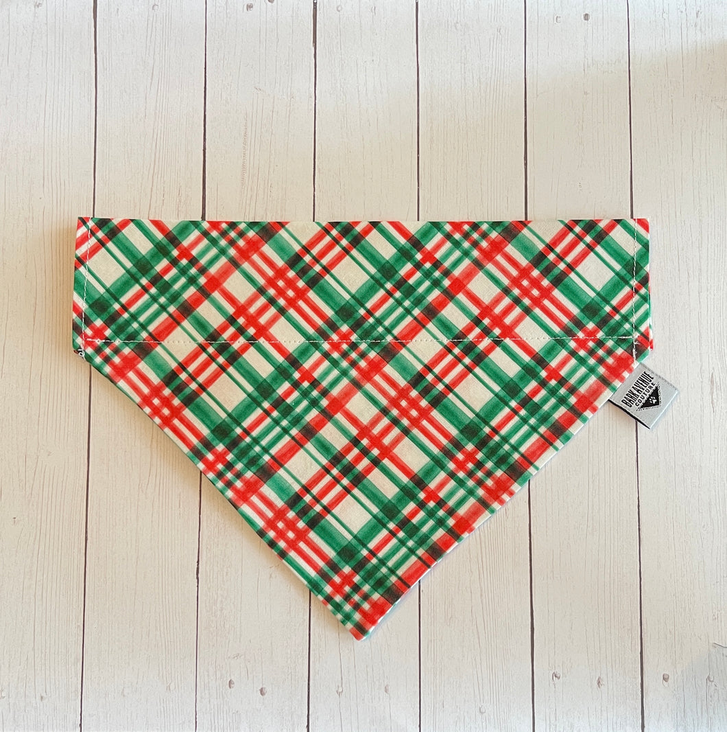 Christmas Ribbon Plaid Over-the-Collar Bandana