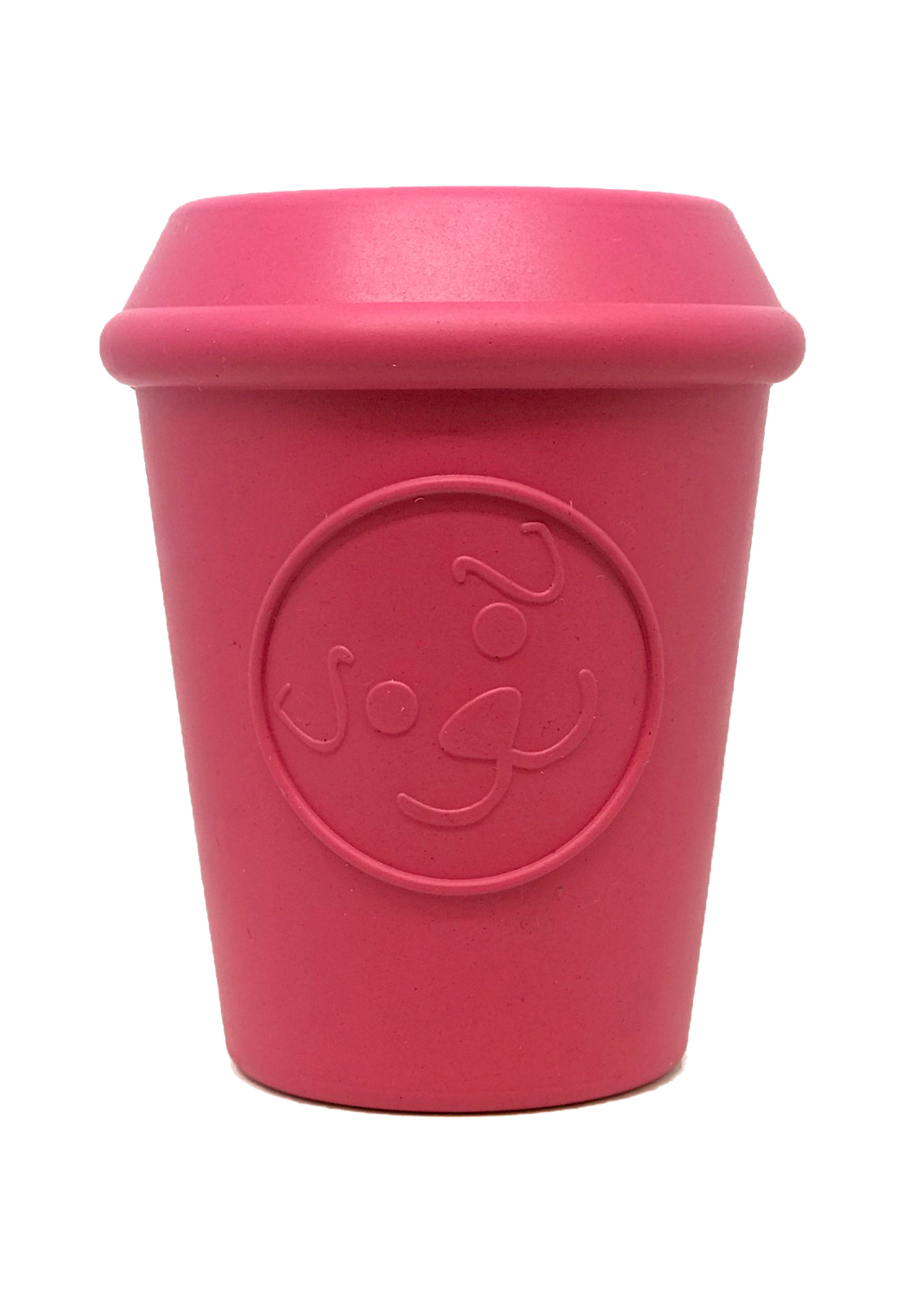 Coffee Cup Durable Rubber Chew Toy & Treat Dispenser - Pink