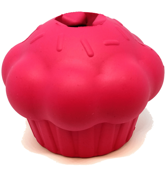 Cupcake Durable Rubber Chew Toy & Treat Dispenser - Pink